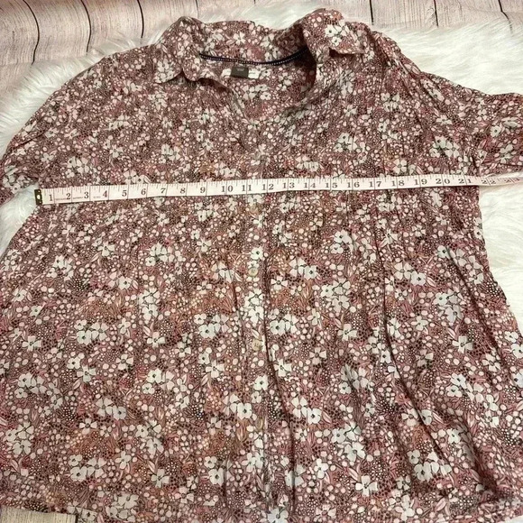 Pilcro for Anthropologie Button Down Floral Ruched Top Size S - Picture 8 of 9
